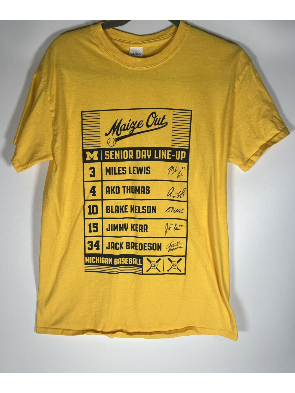 University Of Michigan Wolverines Baseball Senior Day Maize Out-Men's Medium